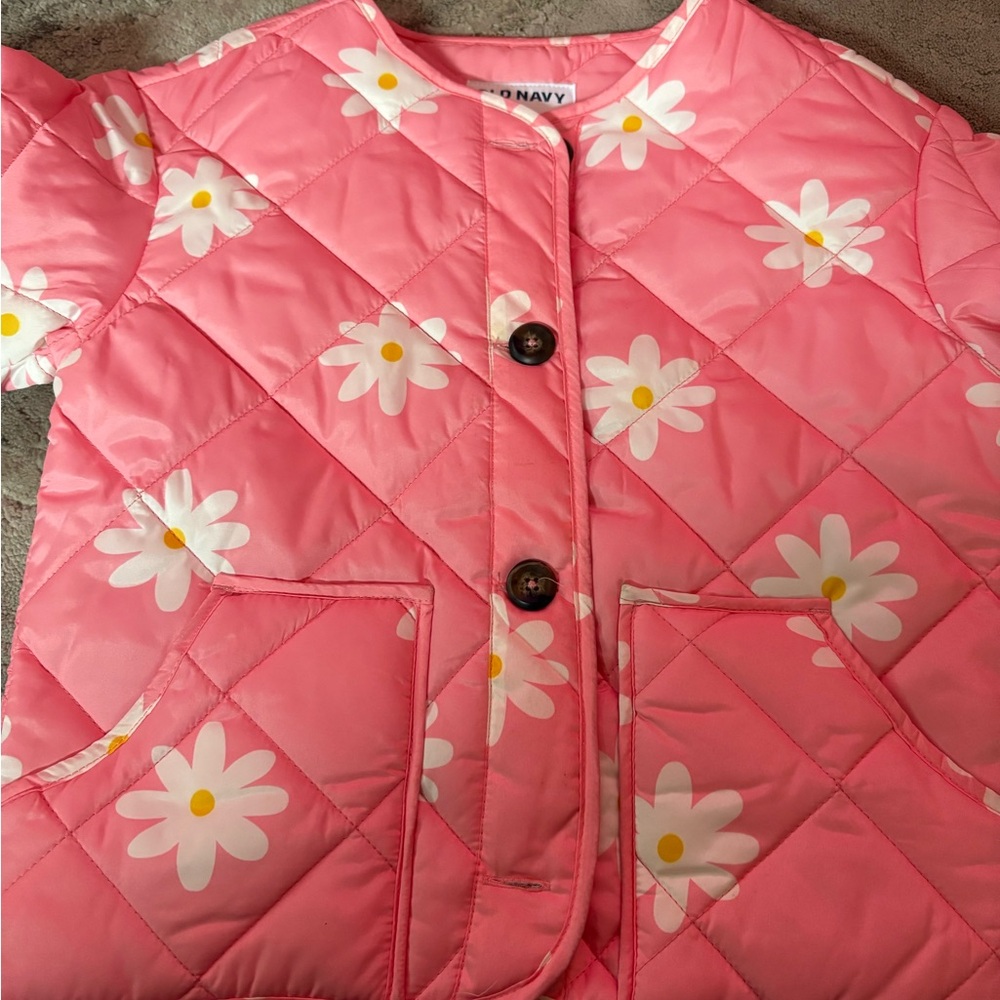 Girls spring jacket nylon with flowers button front